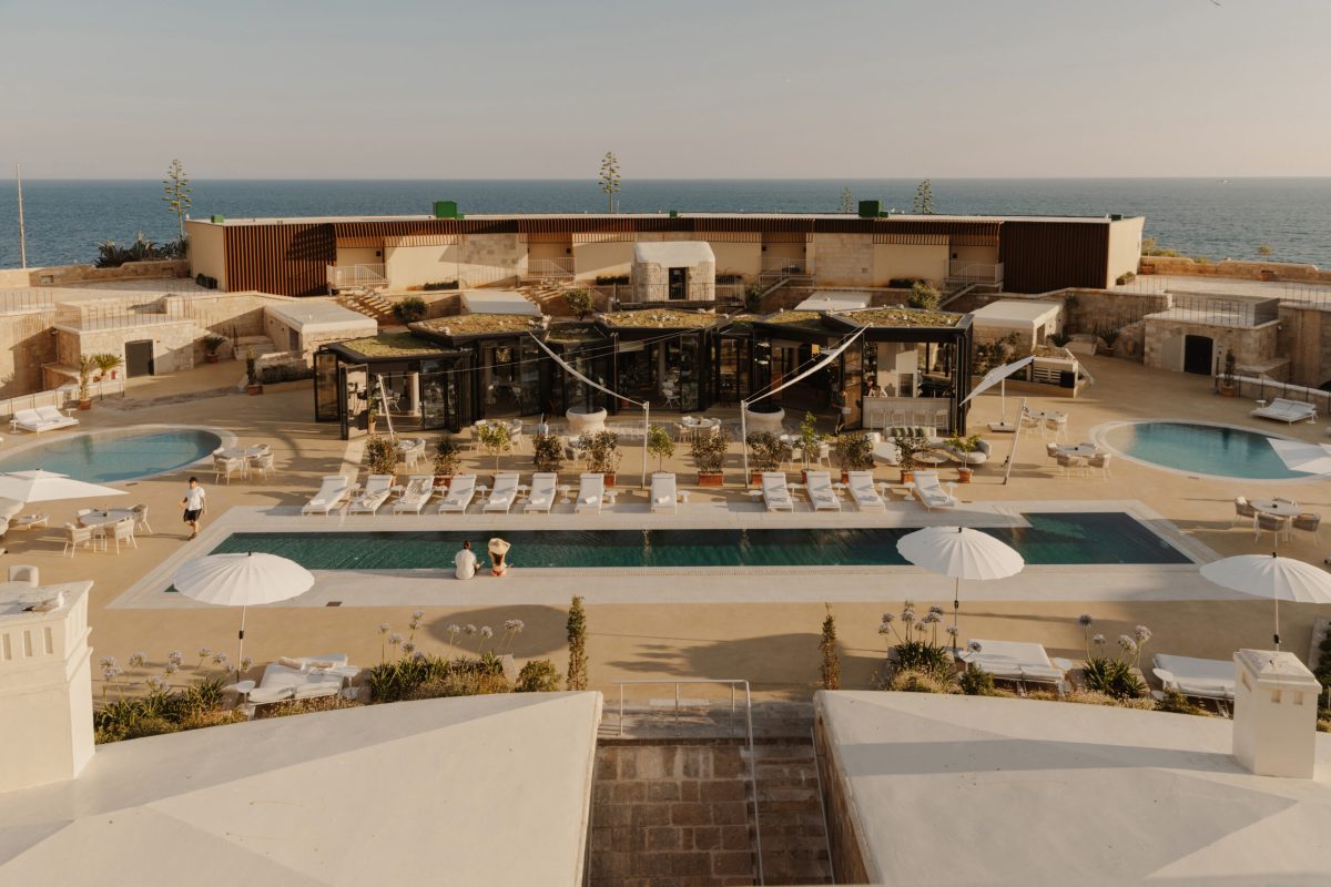 Banyan Tree Mamula Island resort with pool, fortress architecture, and Adriatic Sea views