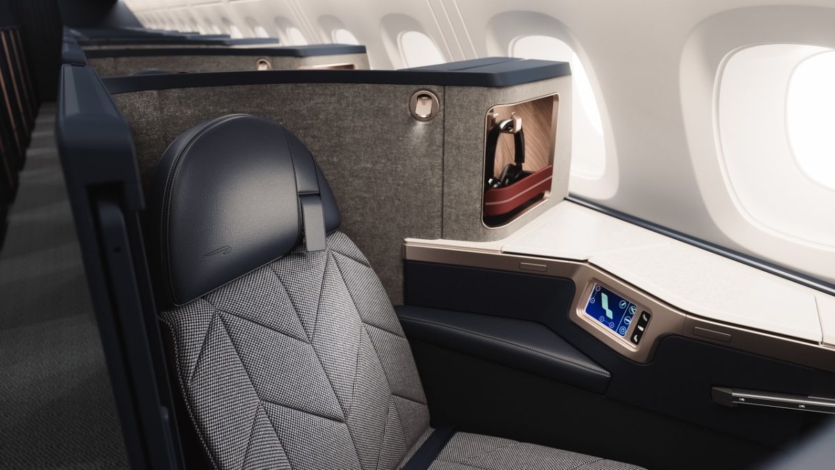 British Airways new First Class suite on Airbus A380, showcasing luxurious seating and design.
