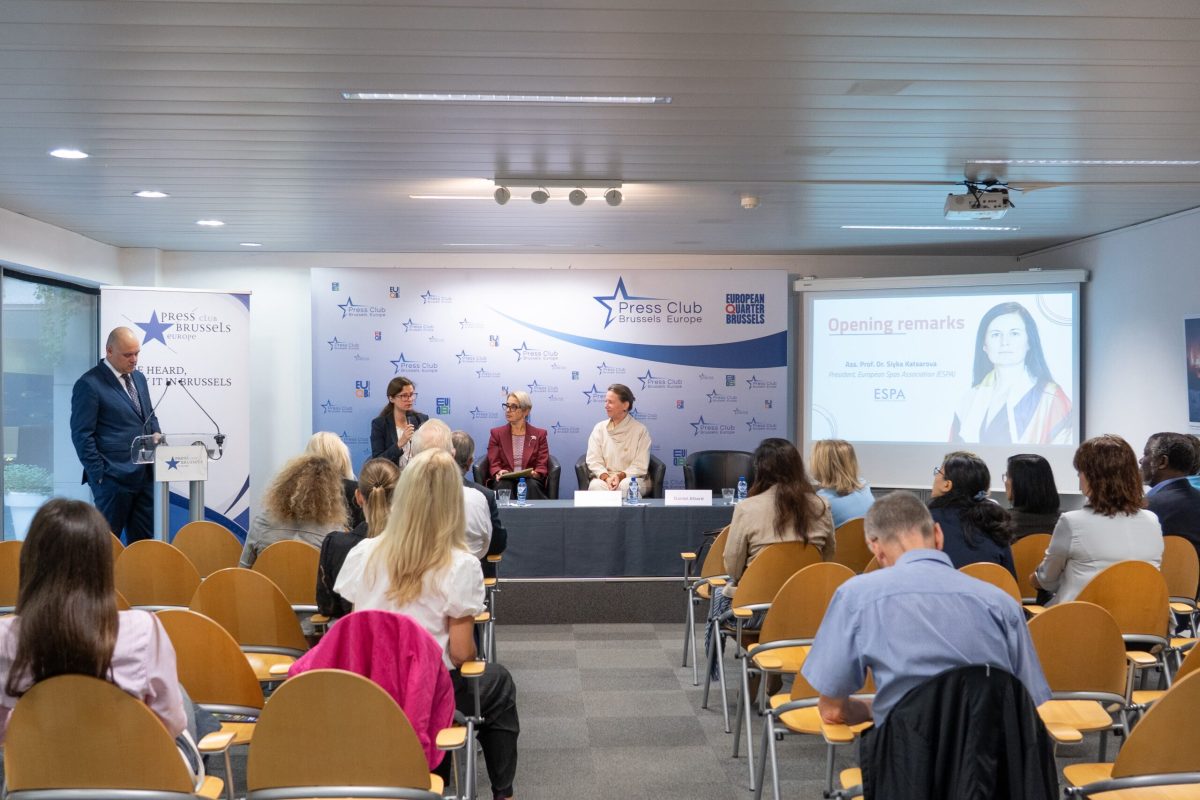 Conference panel discussing European spa and health policy.