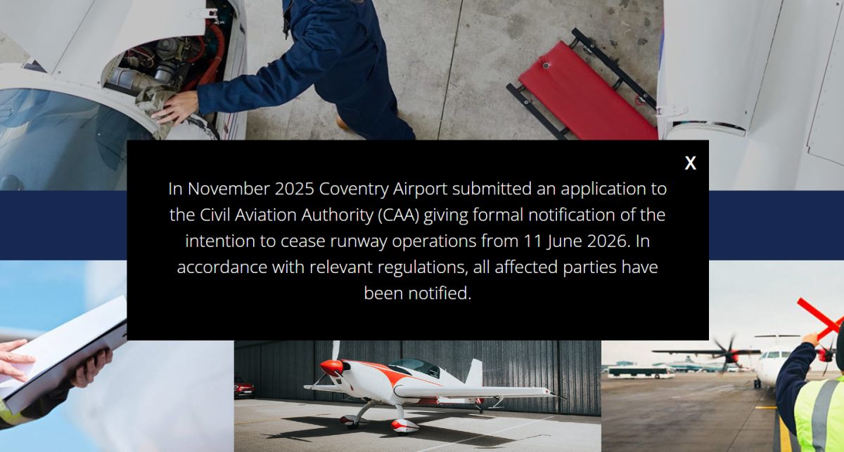 Coventry Airport's final commercial flight operations showing aircraft and ground staff