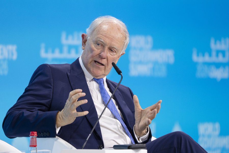 Emirates President Tim Clark speaking at conference with gestures