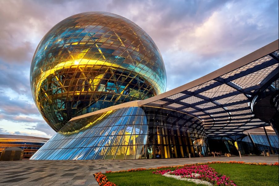 Futuristic Khan Shatyr Entertainment Center in Astana, Kazakhstan.