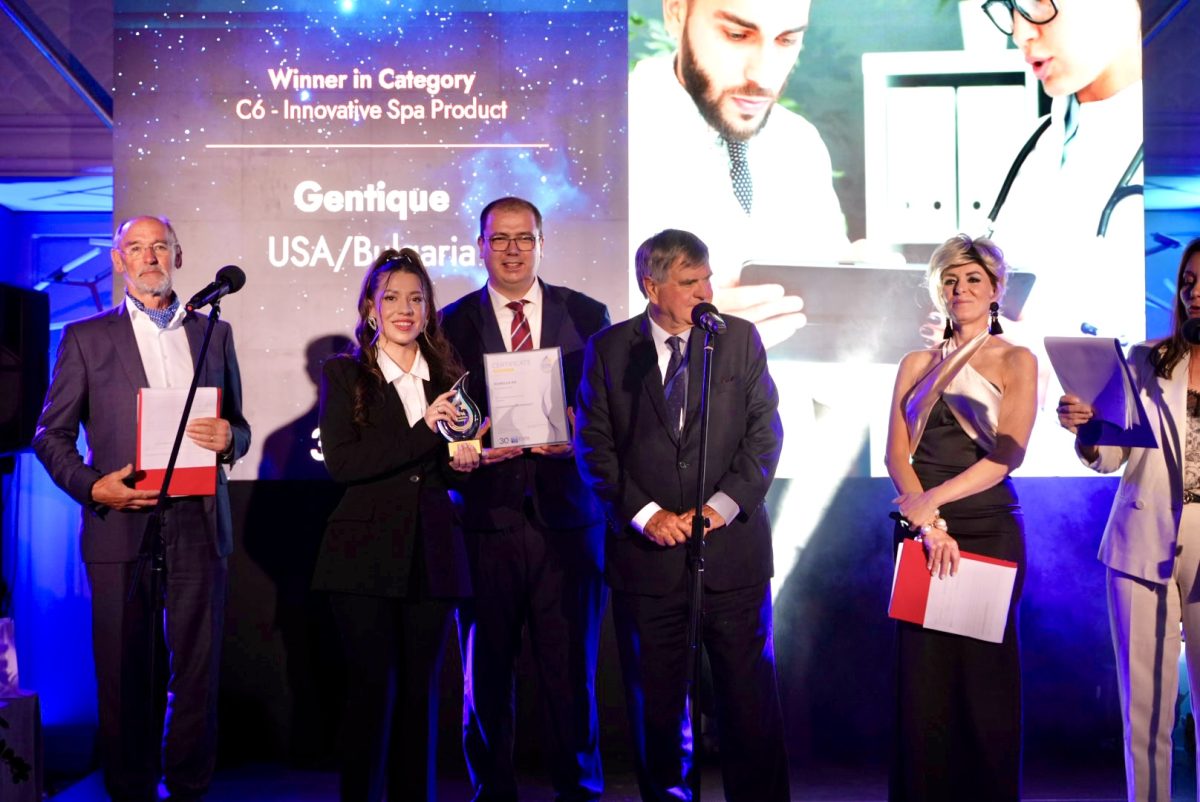 HEALTHXCHANGE Summit 2026 award ceremony with European spa industry leaders on stage in Varna
