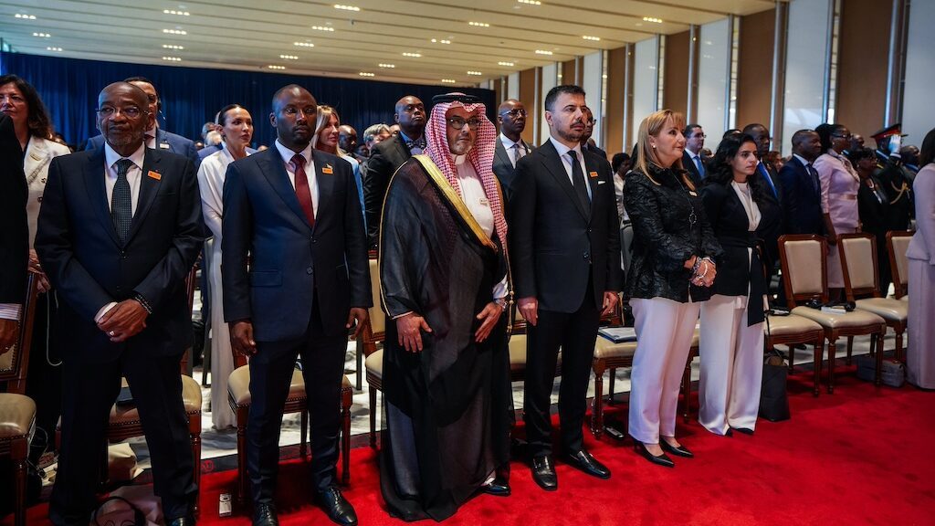 High-level dignitaries and officials lined up on red carpet at Global Tourism Forum Angola
