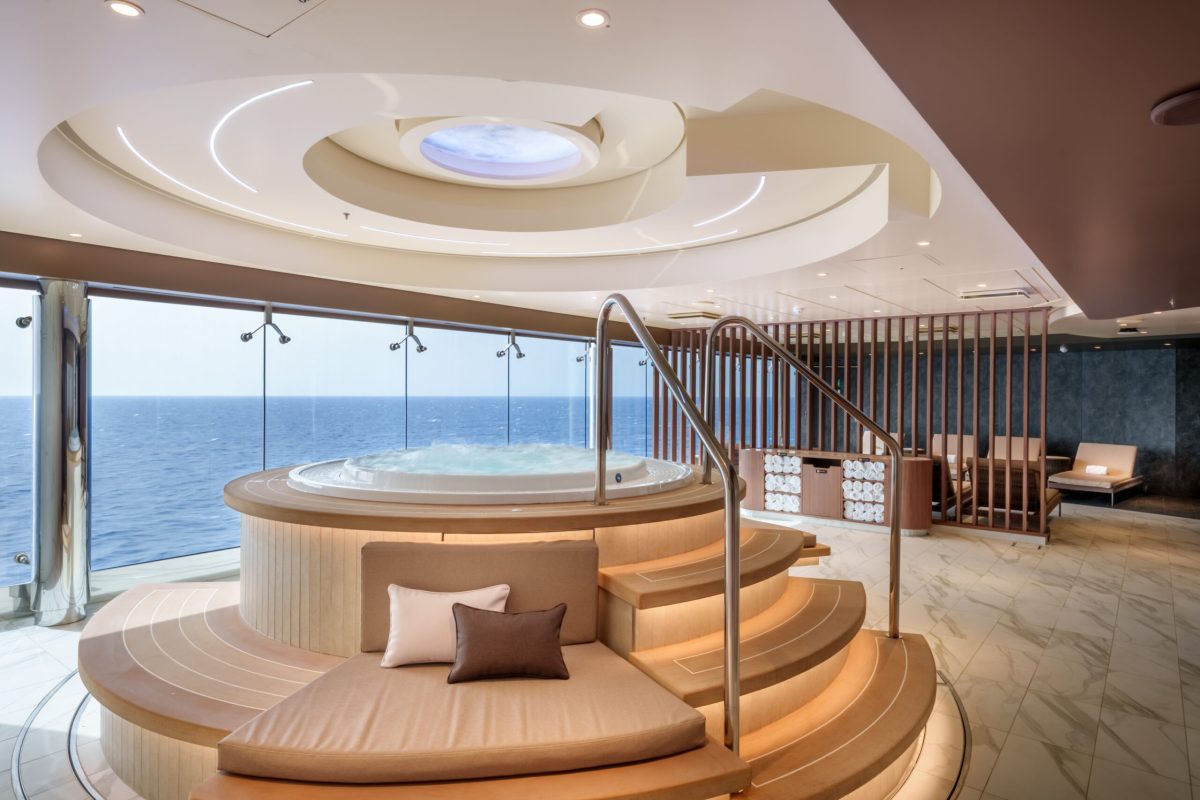 Luxurious spa pool with ocean views on MSC cruise ship