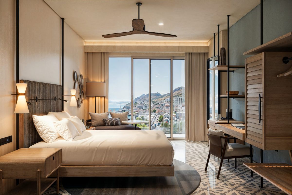 Luxury bedroom with mountain views at Four Points by Sheraton São Vicente Resort