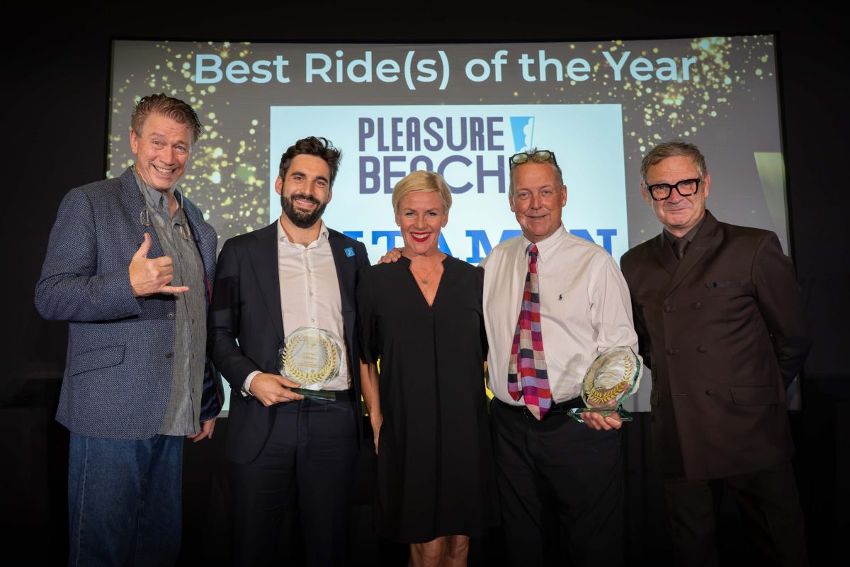 Pleasure Beach representatives celebrate their 'Best Theme Park' award.