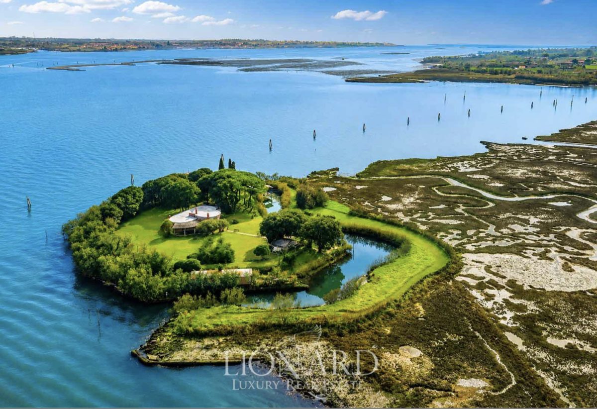 Private island in Venice Lagoon with Napoleonic fort surrounded by turquoise water