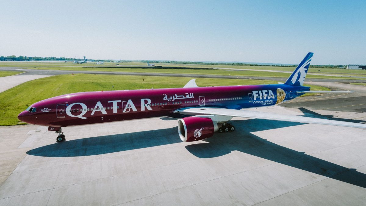 Qatar Airways' World Cup jet is basically a flying stadium