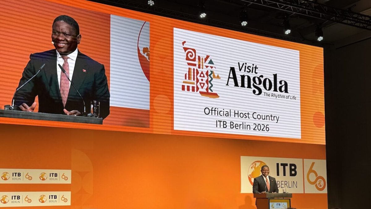 Speaker at ITB Berlin 2026 presenting Angola as Official Host Country