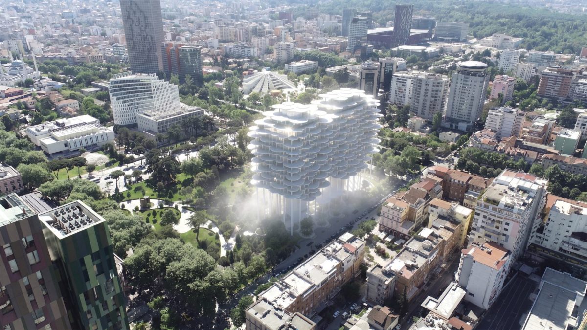 Tirana's New Cloud Building Hovers Over a Park, Not on It